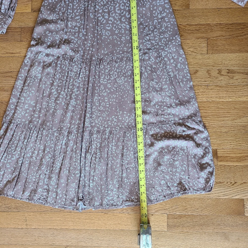 Floral Neutral Brown Long Sleeve Dress S/M